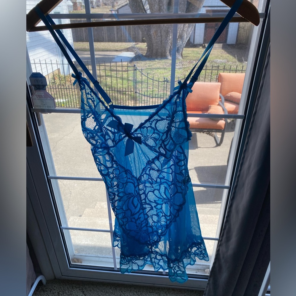 Fredericks of hollywood blue lace babydoll size L
